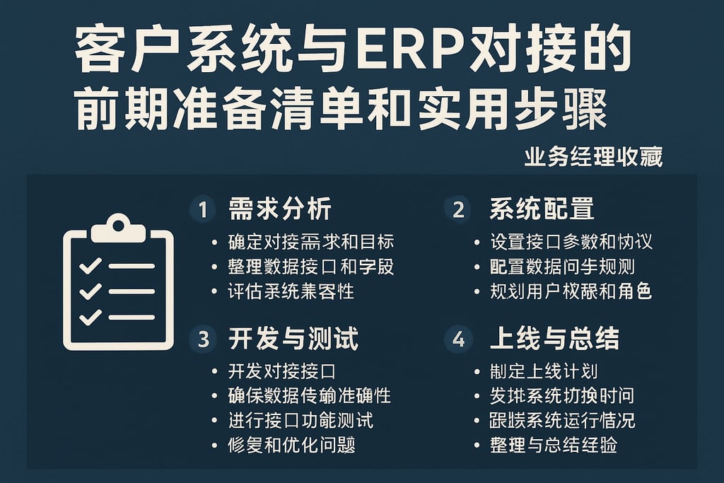 客户系统与ERP对接的前期准备清单和实用步骤，业务经理收藏