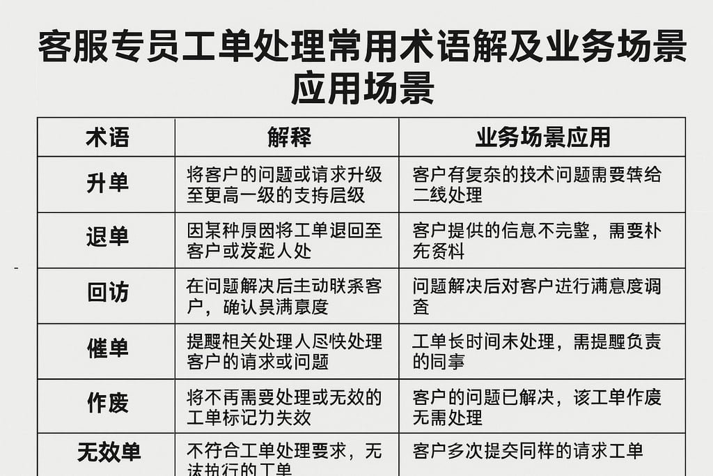 客服专员工单处理常用术语解释及业务场景应用