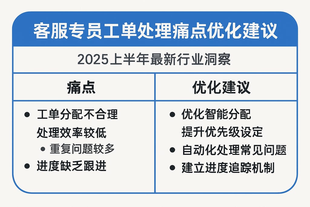 客服专员工单处理痛点与优化建议，2025上半年最新行业洞察