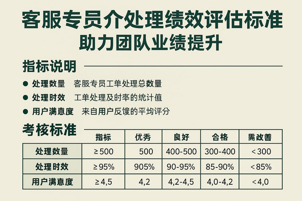 客服专员工单处理绩效评估标准详解，助力团队业绩提升