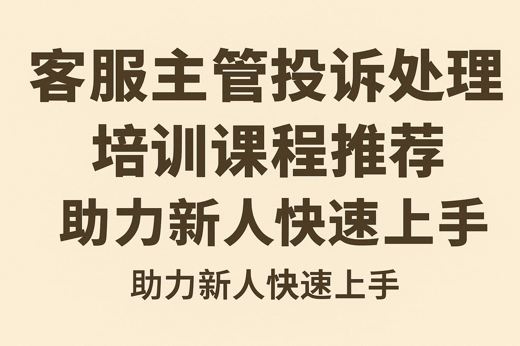 客服主管投诉处理培训课程推荐，助力新人快速上手