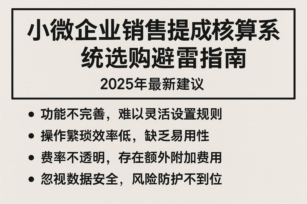 小微企业销售提成核算系统选购避雷指南，2025年最新建议