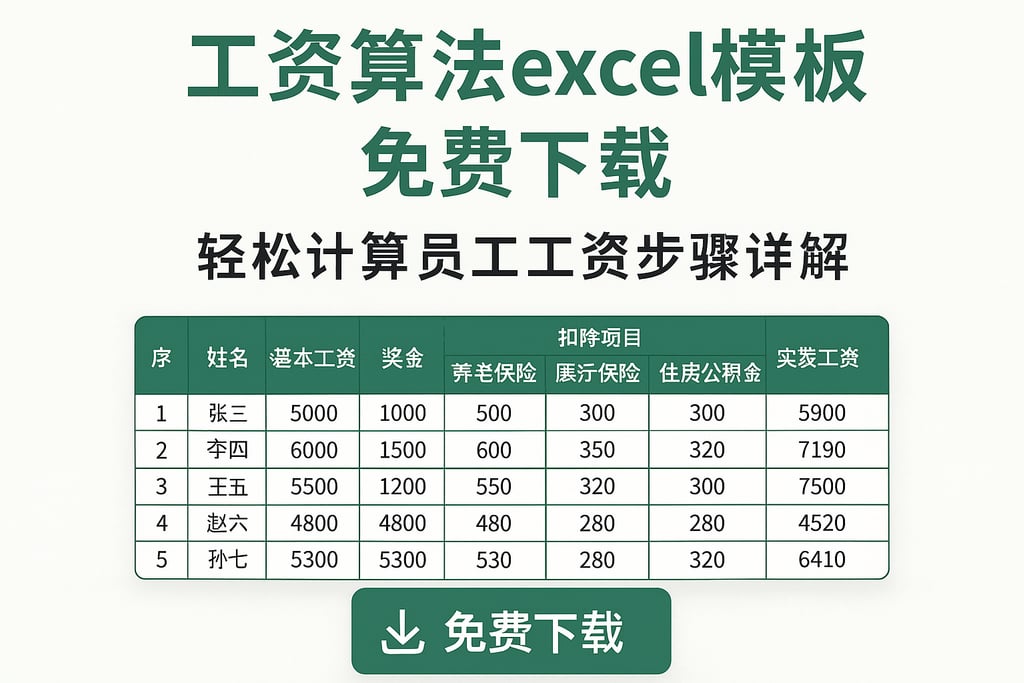 工资算法excel模板免费下载，轻松计算员工工资步骤详解