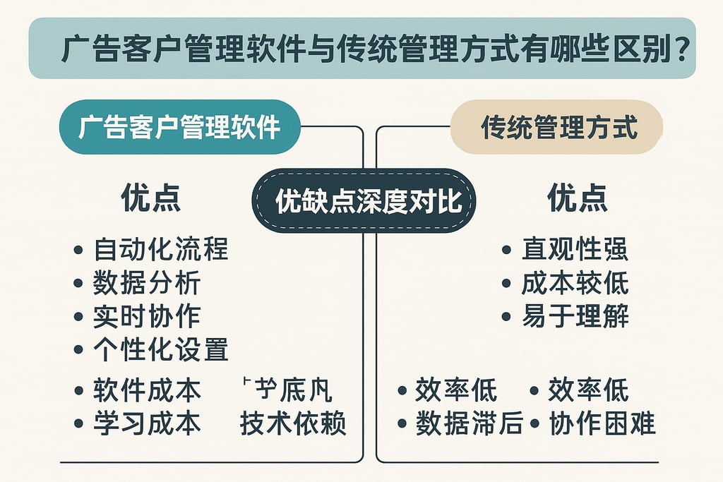 广告客户管理软件与传统管理方式有哪些区别？优缺点深度对比