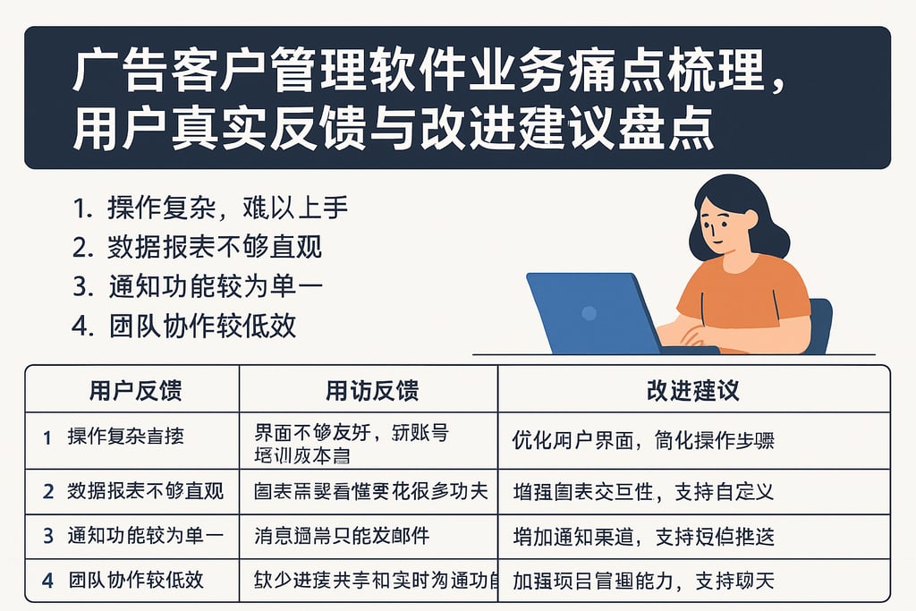 广告客户管理软件业务痛点梳理，用户真实反馈与改进建议盘点