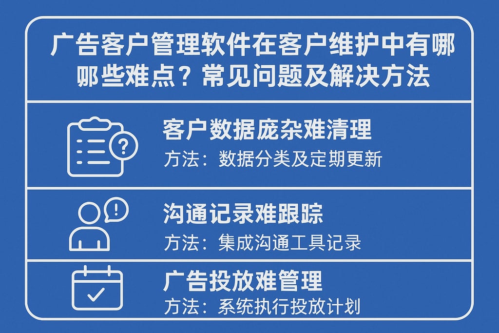 广告客户管理软件在客户维护中有哪些难点？常见问题及解决方法