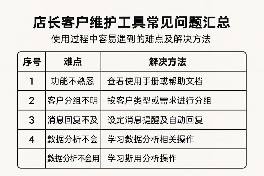 店长客户维护工具常见问题汇总：使用过程中容易遇到的难点及解决方法