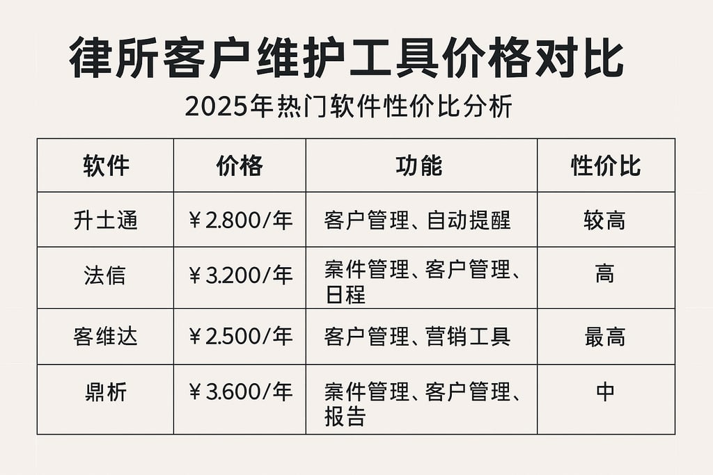 律所客户维护工具价格对比，2025年热门软件性价比分析