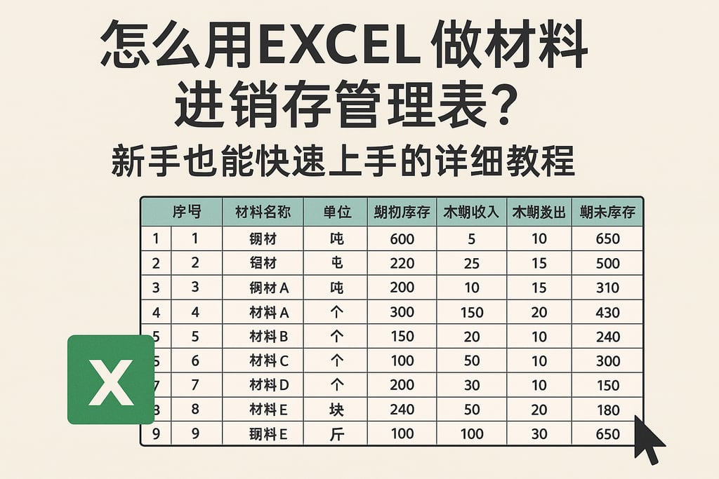 怎么用EXCEL做材料进销存管理表？新手也能快速上手的详细教程