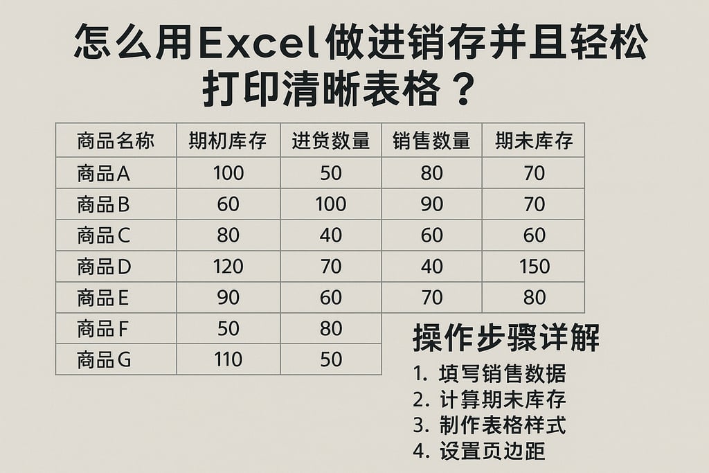 怎么用Excel做进销存并且轻松打印清晰表格？操作步骤详解