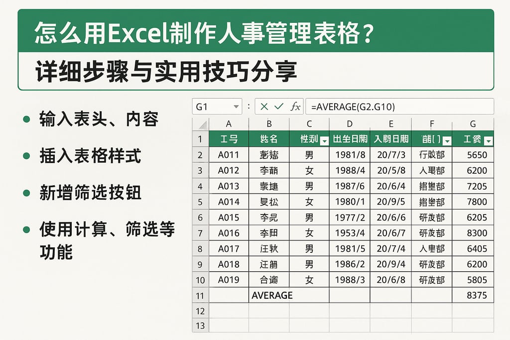 怎么用Excel制作人事管理表格？详细步骤与实用技巧分享