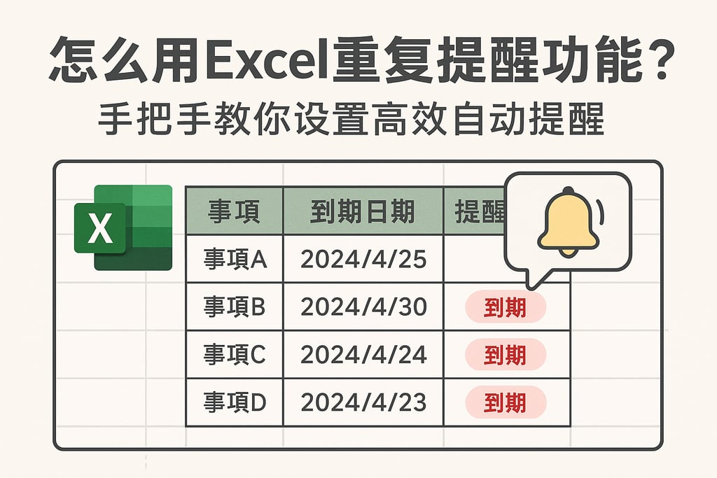 怎么用Excel重复提醒功能？手把手教你设置高效自动提醒