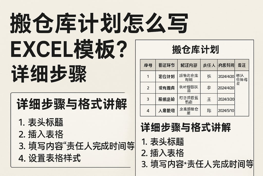 搬仓库计划怎么写excel模板？详细步骤与格式讲解