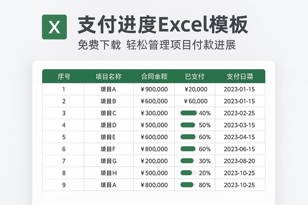 支付进度excel模板免费下载，轻松管理项目付款进展
