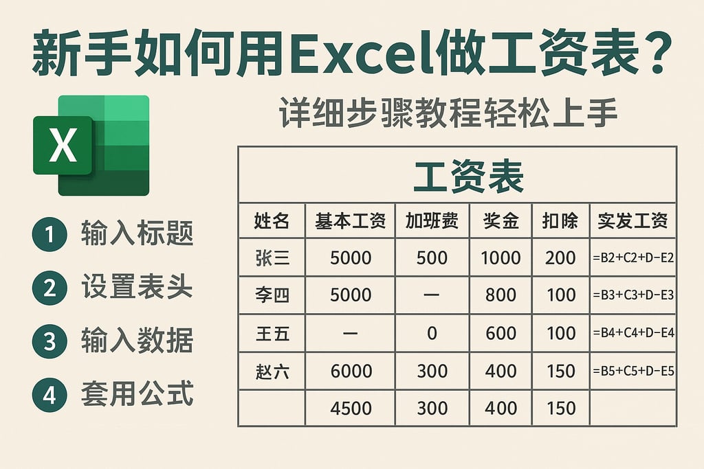 新手如何用Excel做工资表？详细步骤教程轻松上手