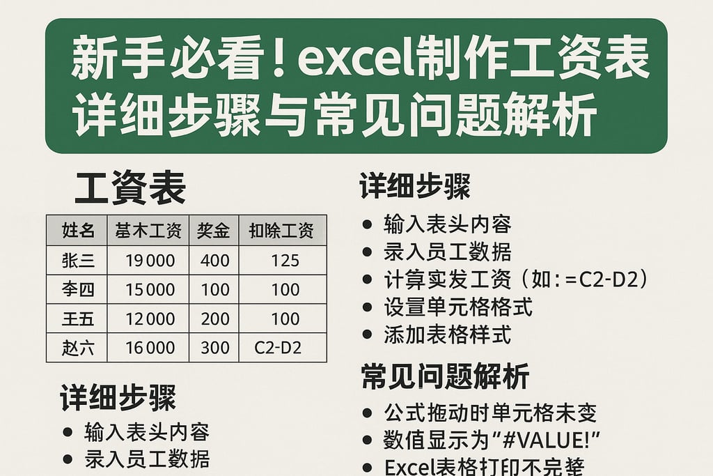 新手必看！excel制作工资表详细步骤与常见问题解析