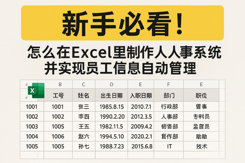 新手必看！怎么在Excel里制作人事系统并实现员工信息自动管理