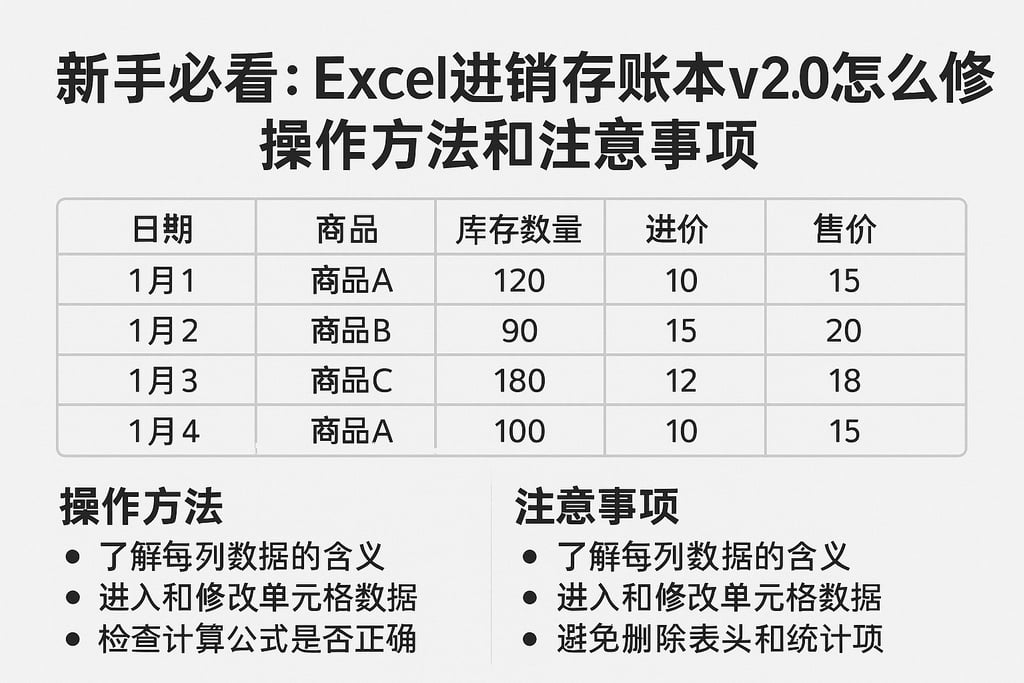 新手必看：excel进销存账本v2.0怎么修改操作方法和注意事项