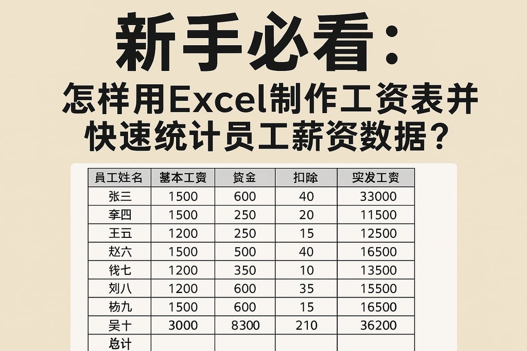 新手必看：怎样用Excel制作工资表并快速统计员工薪资数据？