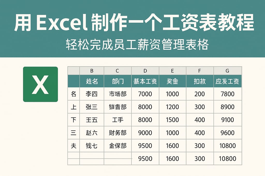 用Excel制作一个工资表教程，轻松完成员工薪资管理表格