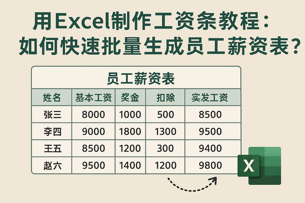用Excel制作工资条教程：如何快速批量生成员工薪资表？
