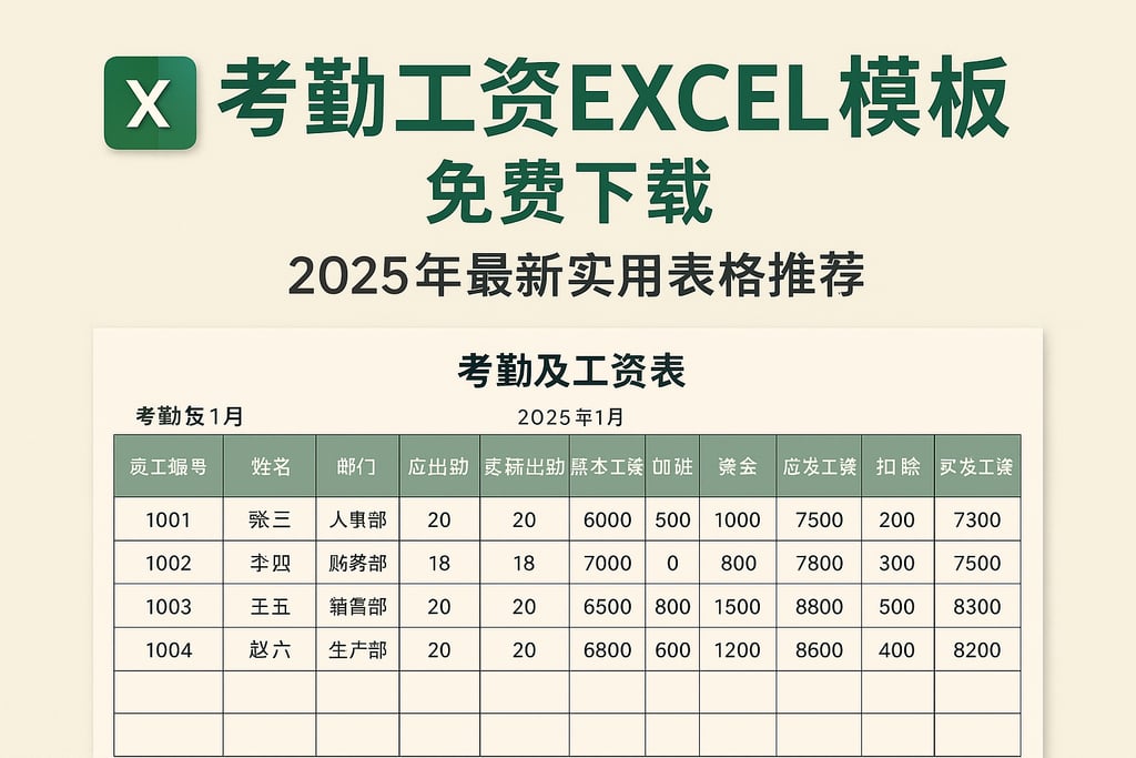考勤工资excel模板免费下载，2025年最新实用表格推荐