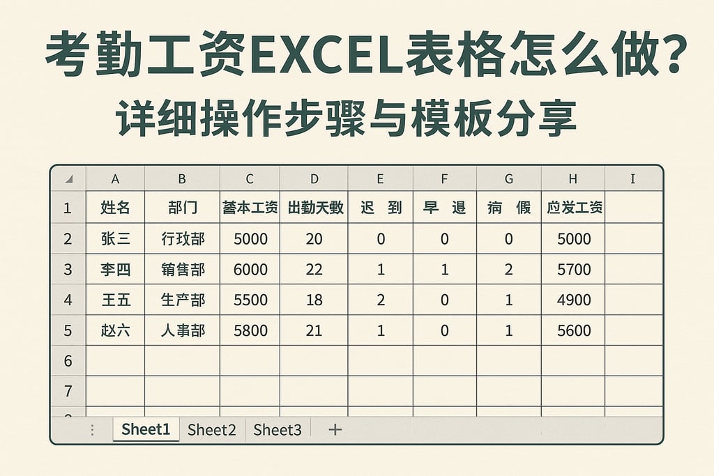 考勤工资excel表格怎么做？详细操作步骤与模板分享