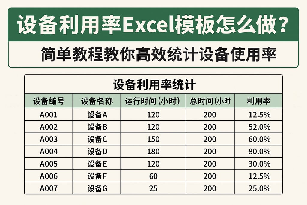 设备利用率excel模板怎么做？简单教程教你高效统计设备使用率