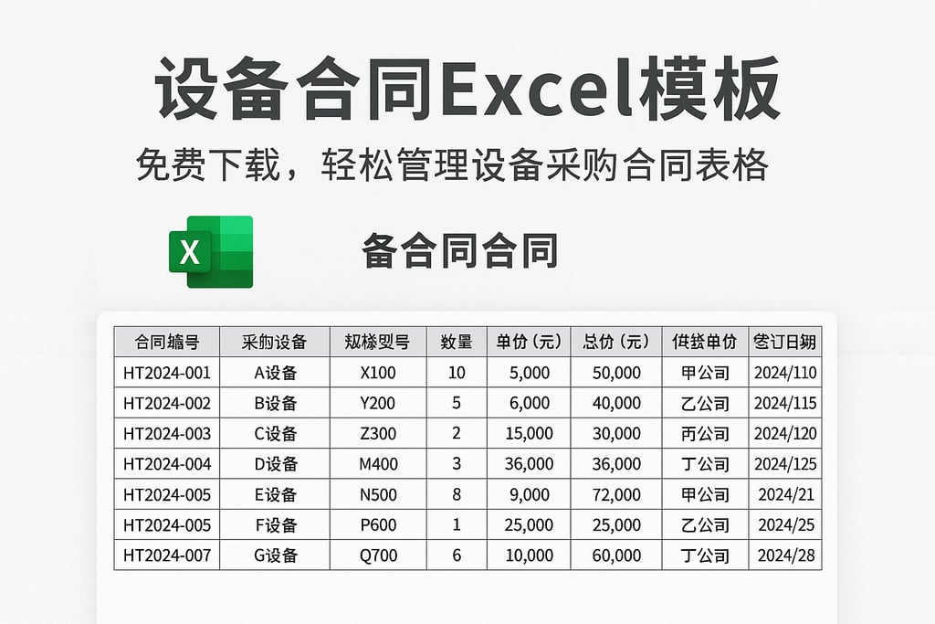 设备合同excel模板免费下载，轻松管理设备采购合同表格