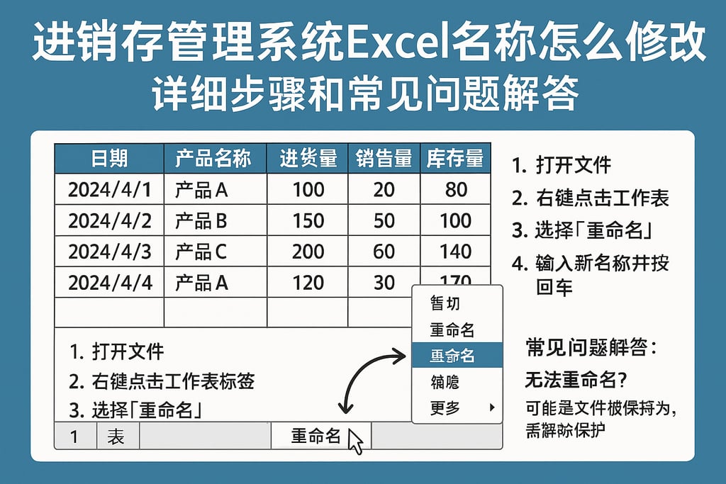 进销存管理系统excel名称怎么修改？详细步骤和常见问题解答