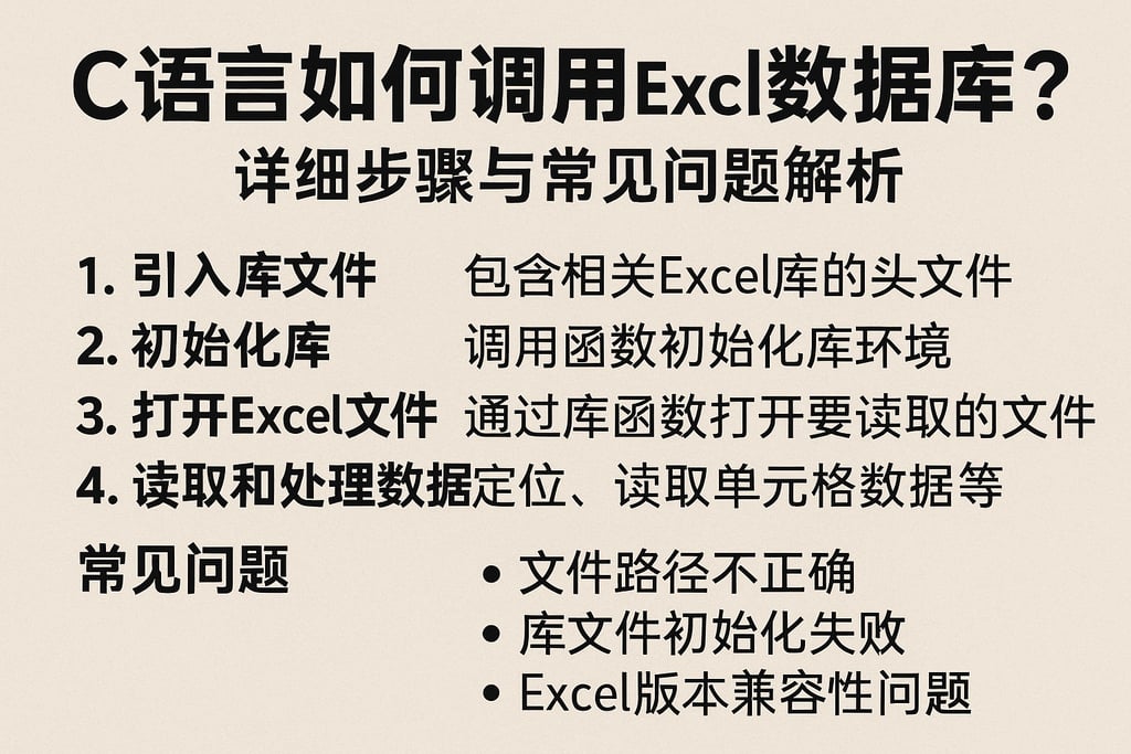 C语言如何调用Excel数据库？详细步骤与常见问题解析