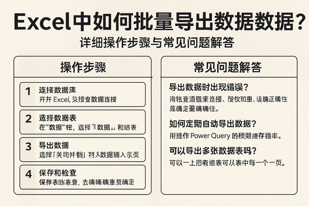 Excel中如何批量导出数据库数据？详细操作步骤与常见问题解答