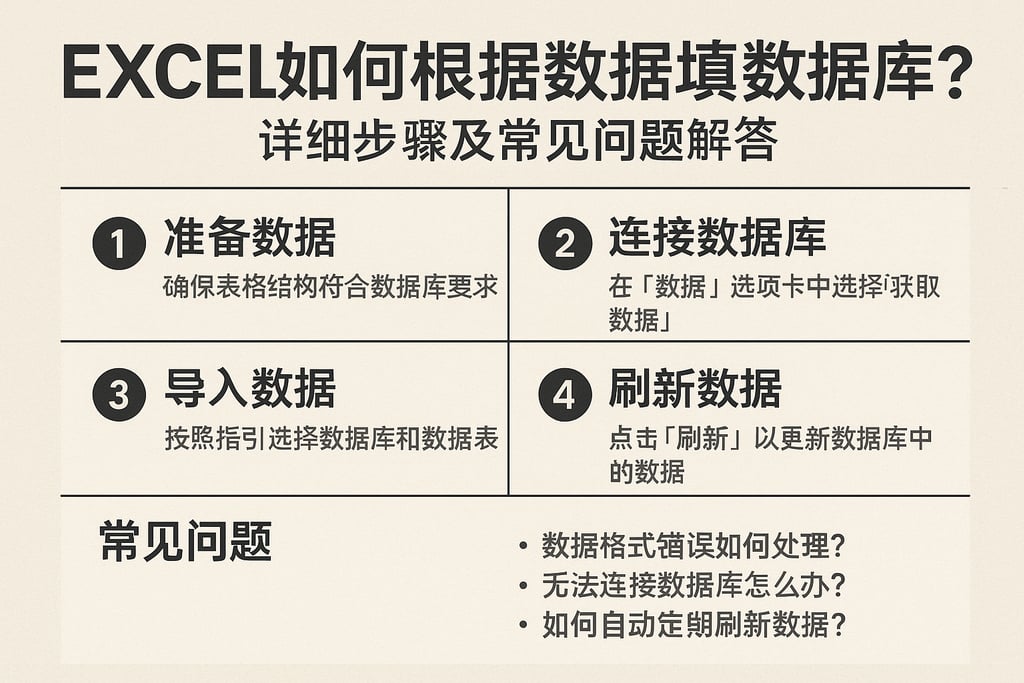 Excel如何根据数据填数据库？详细步骤及常见问题解答