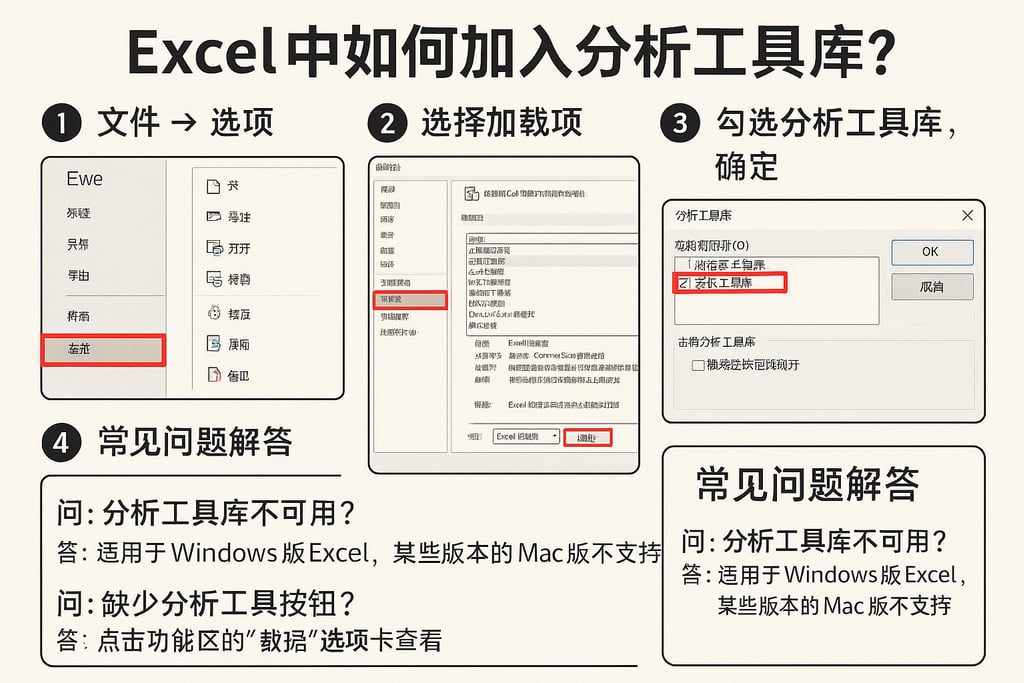 excel中如何加入分析工具库？详细步骤和常见问题解答