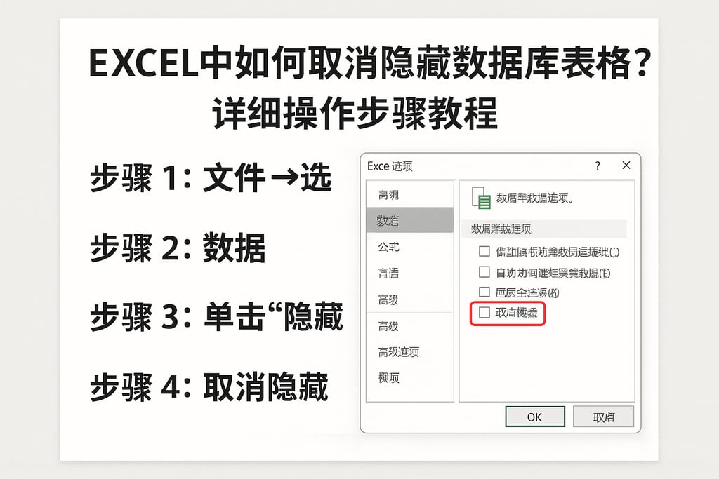 excel中如何取消隐藏数据库表格？详细操作步骤教程