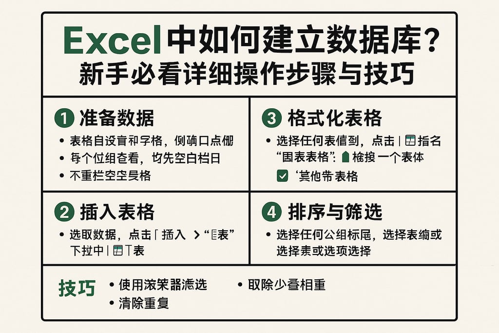 excel中如何建立数据库？新手必看详细操作步骤与技巧