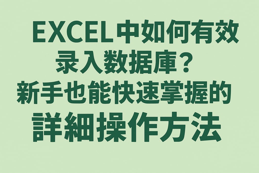 excel中如何有效录入数据库？新手也能快速掌握的详细操作方法