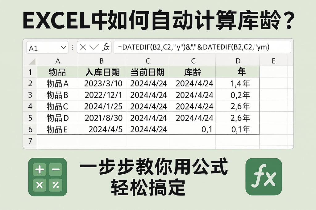 excel中如何自动计算库龄？一步步教你用公式轻松搞定