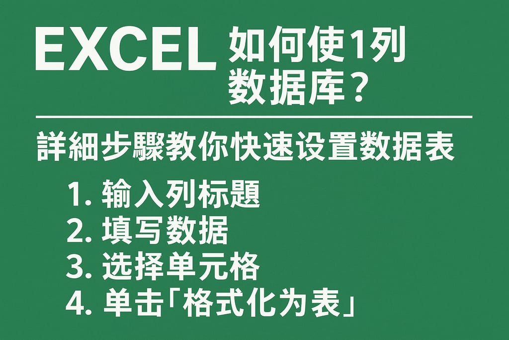 excel如何使1列数据库？详细步骤教你快速设置数据表
