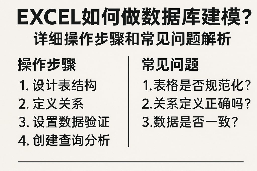 excel如何做数据库建模？详细操作步骤和常见问题解析