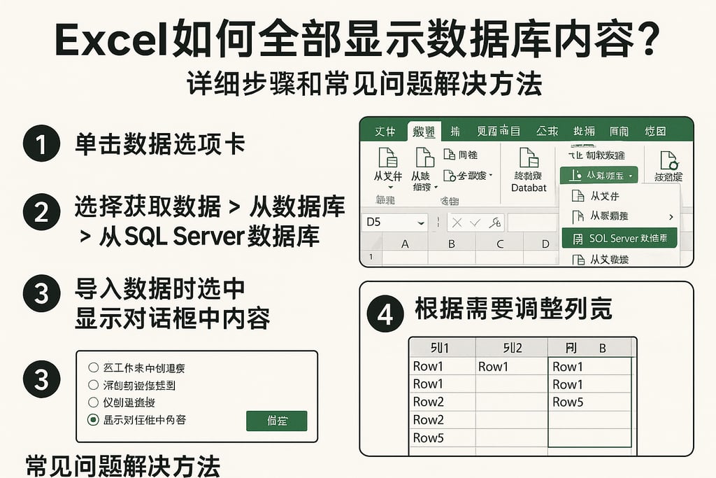 excel如何全部显示数据库内容？详细步骤和常见问题解决方法