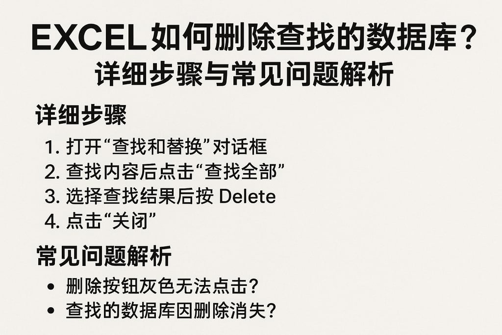 excel如何删除查找的数据库？详细步骤与常见问题解析