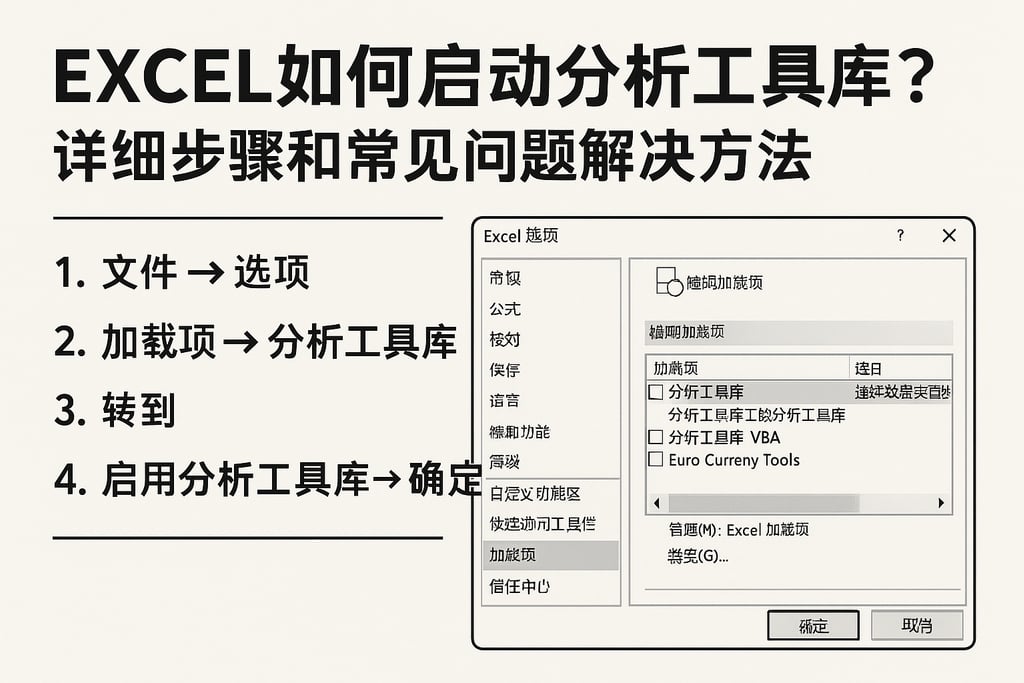 excel如何启动分析工具库？详细步骤和常见问题解决方法