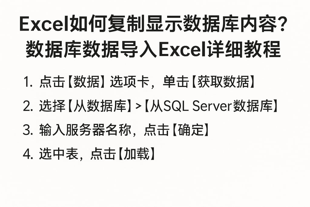 excel如何复制显示数据库内容？数据库数据导入excel详细教程