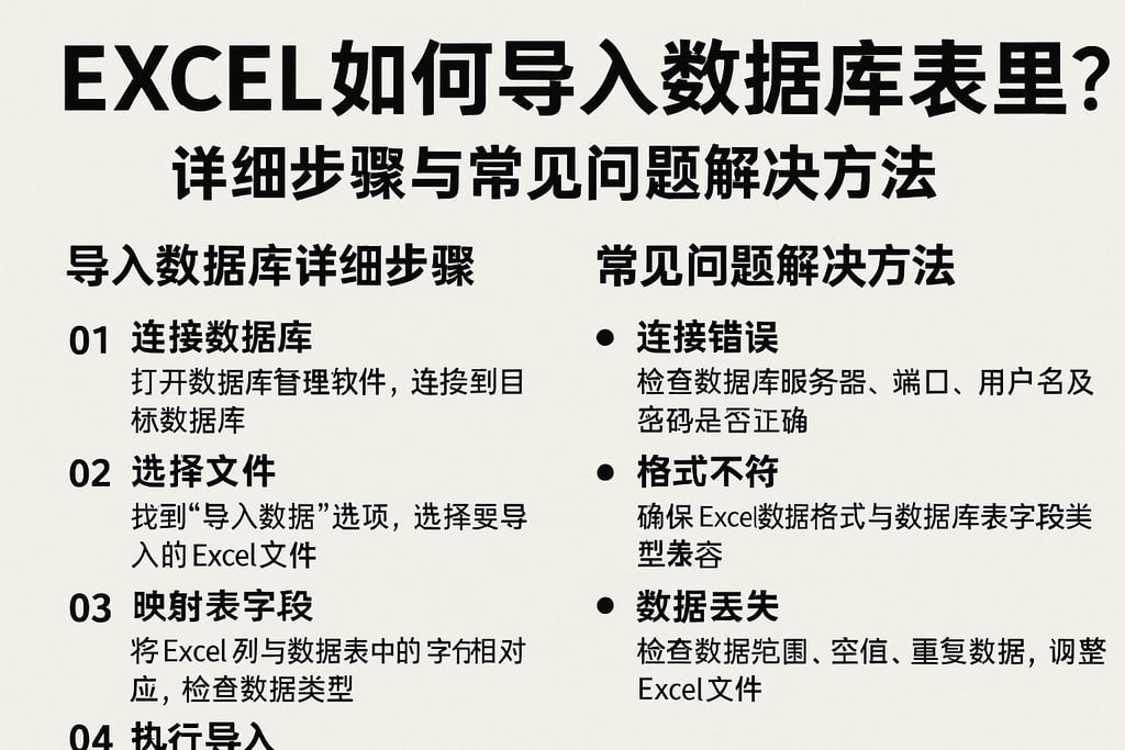excel如何导入数据库表里？详细步骤与常见问题解决方法