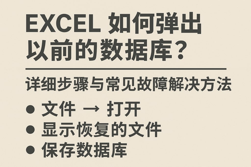 excel如何弹出以前的数据库？详细步骤与常见故障解决方法