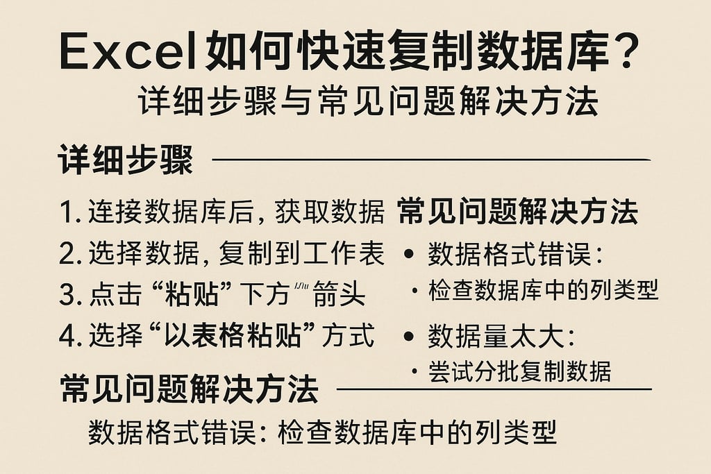 excel如何快速复制数据库？详细步骤与常见问题解决方法