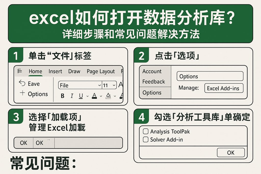 excel如何打开数据分析库？详细步骤和常见问题解决方法