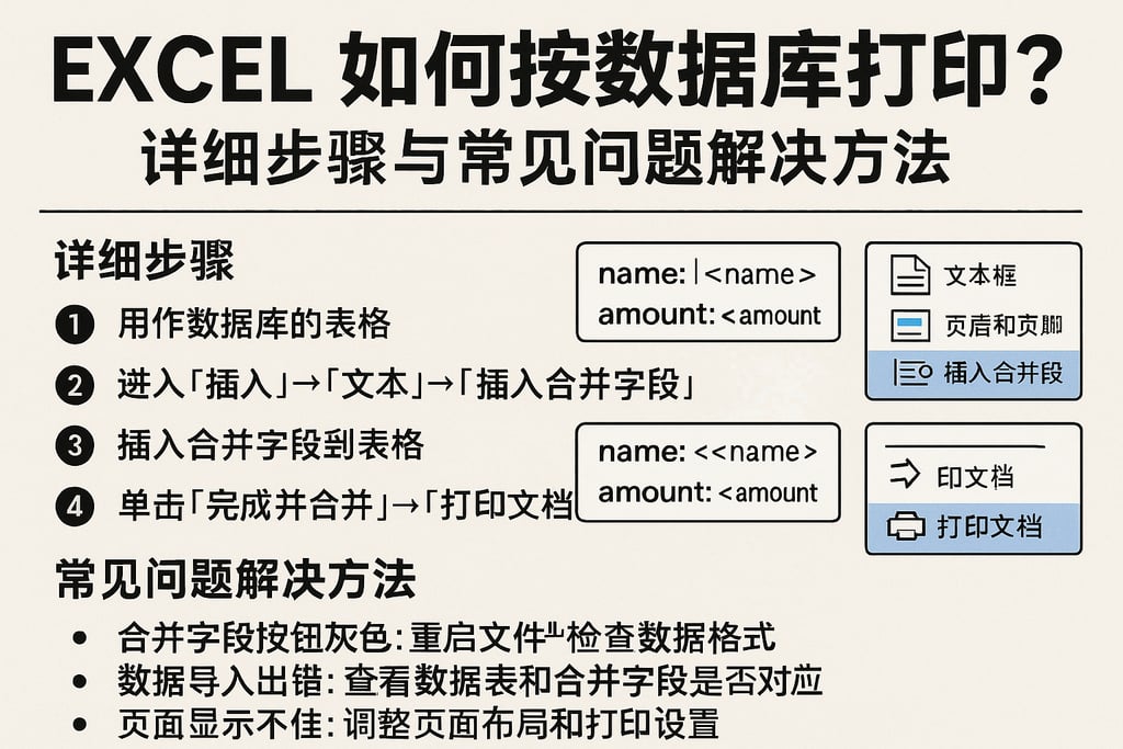 excel如何按数据库打印？详细步骤与常见问题解决方法