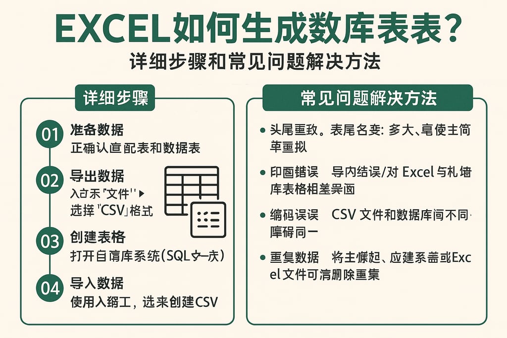 excel如何生成数据库表？详细步骤和常见问题解决方法